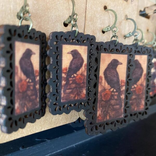 Primitive Wooden Halloween Earrings