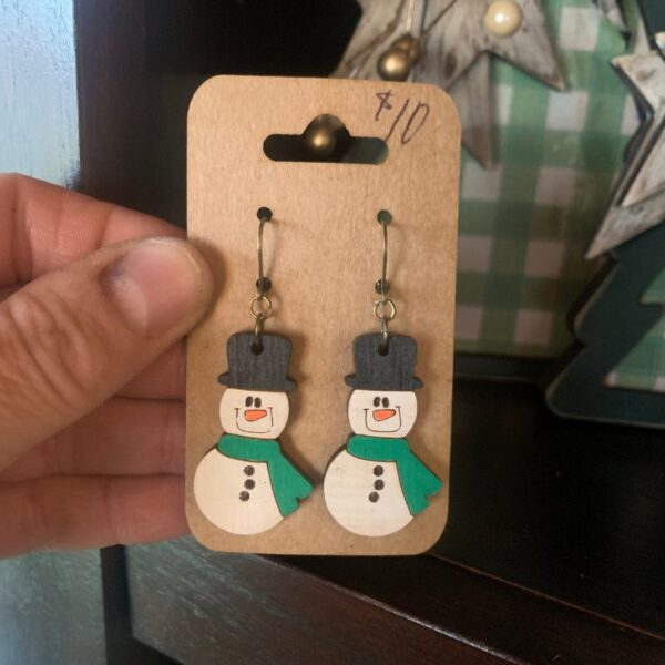 Wooden Christmas Earrings