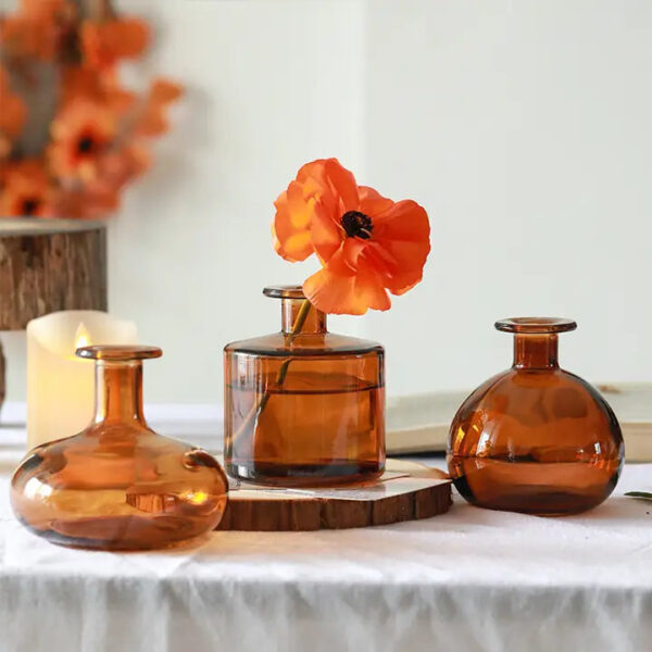 Dark Amber Medicine Bottle Bud Vases Apothecary Jars