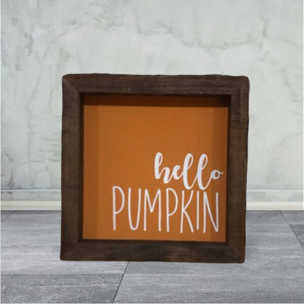 Hello Pumpkin Farmhouse Mini Sign | Fall Decor | Pumpkin Decor | Farmhouse Signs