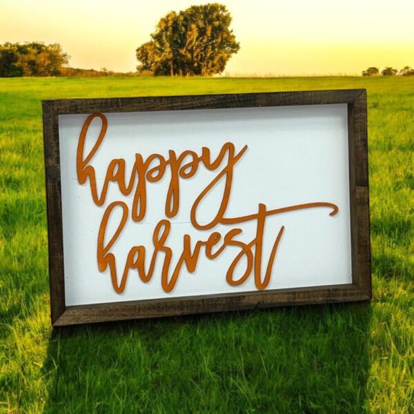 Happy Harvest Farmhouse Sign | Fall Farmhouse Sign | Fall 3D Sign | Fall Decor | Harvest Decor