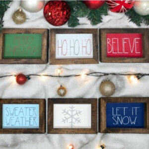 Reversible – Winter/Christmas Mini Set of 3 | Rae Dunn Inspired Signs | Farmhouse Set