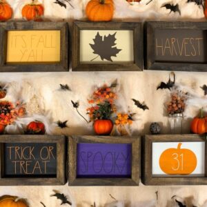 Reversible – Fall/Halloween Mini Set of 3 | Rae Dunn Inspired Signs | Farmhouse Set