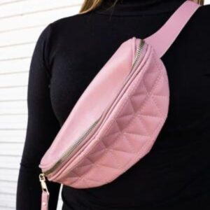 Pink Faux Leather Puffy Fanny Pack