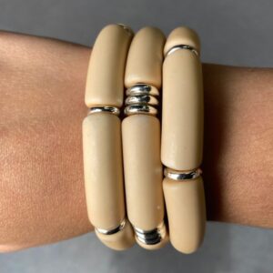 Acrylic Tube Bracelet Set – Biege