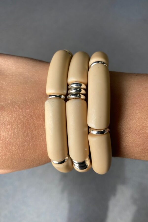 Acrylic Tube Bracelet Set – Biege