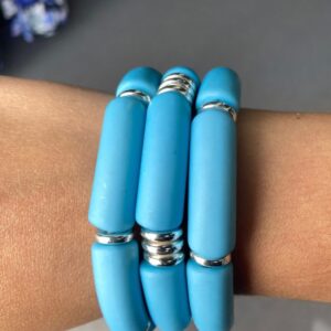 Acrylic Tube Bracelet Set – Light Blue