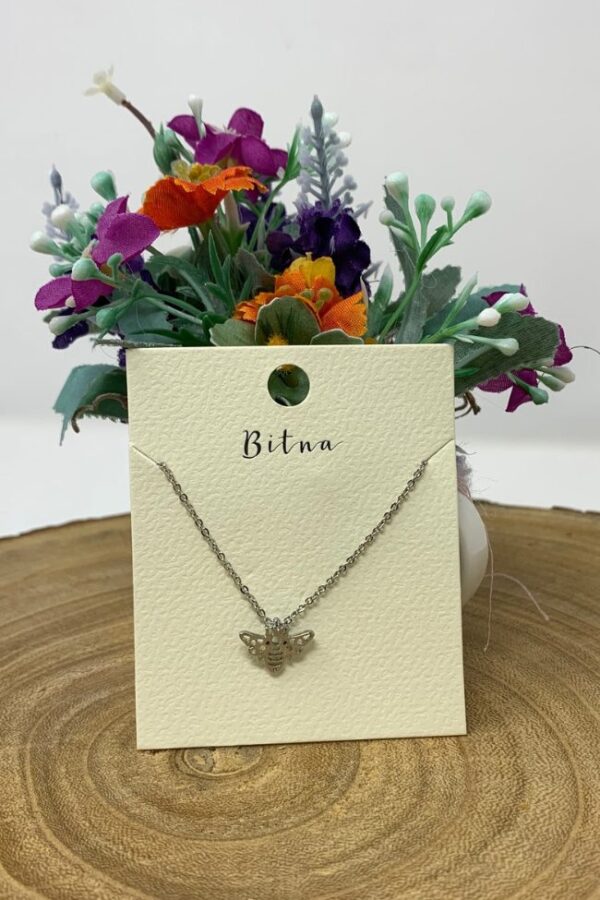 Silver Bee Pendant Necklace