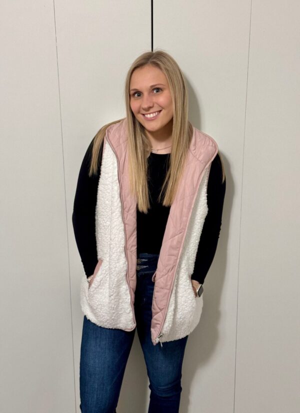 Pink Fleece Lined Reversible Vest