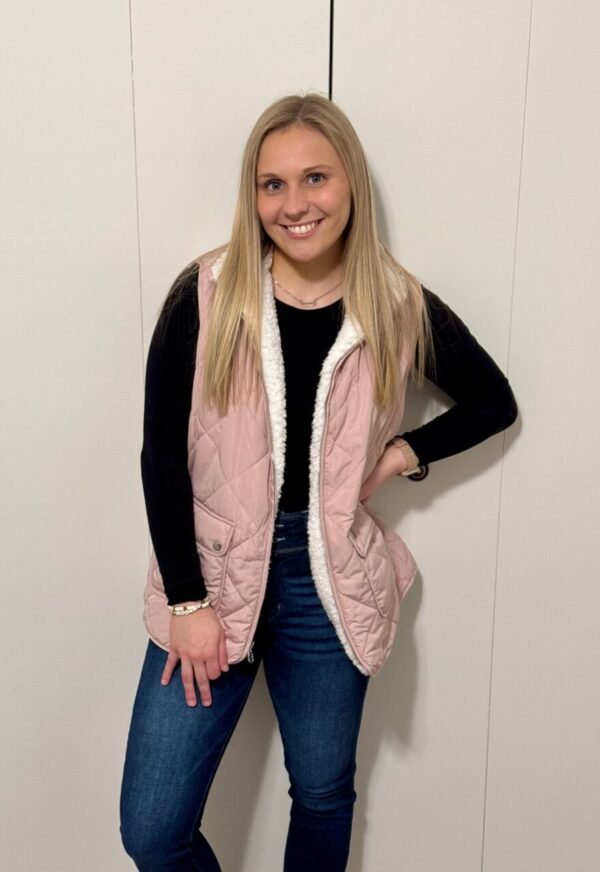 Pink Fleece Lined Reversible Vest