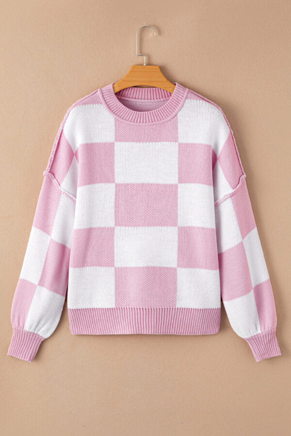 Pink Checkered Sweater