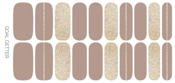 Goal Getter | Taupe & Gold Glitter Neutral Nail Wrap