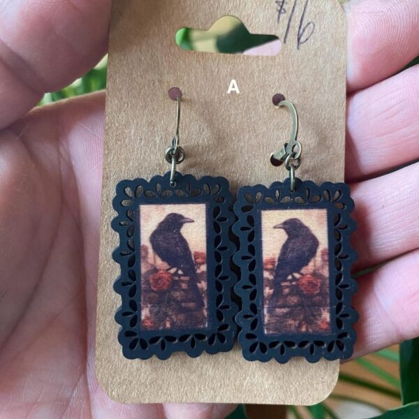 Primitive Wooden Halloween Earrings