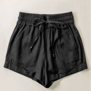 Linen Waistband Shorts – Black