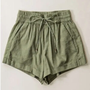 Linen Waistband Shorts – Light Olive