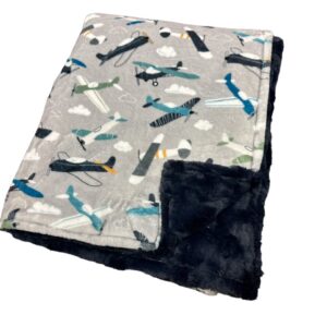 Airplane Toddler Sized Minky Blanket