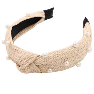 Colorful Raffia Knot Head Band With Pearls