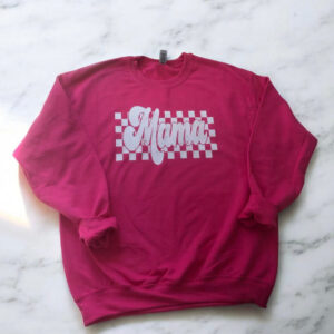 Checkered Mama Hot Pink Crewneck Sweatshirt