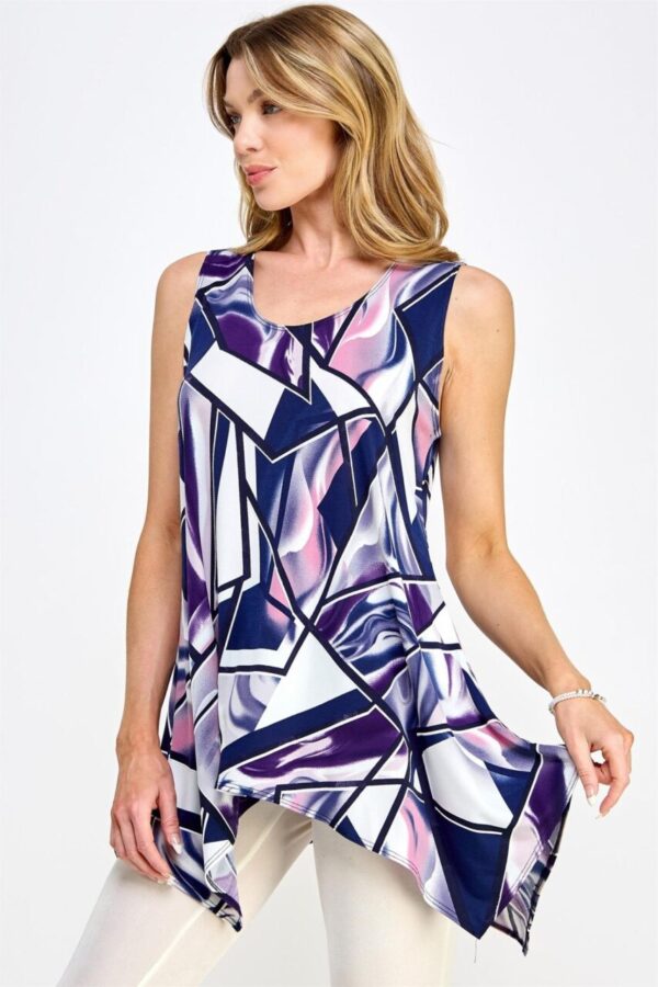 Abstract Shark Bite No Wrinkle Tank Tunic – Purple