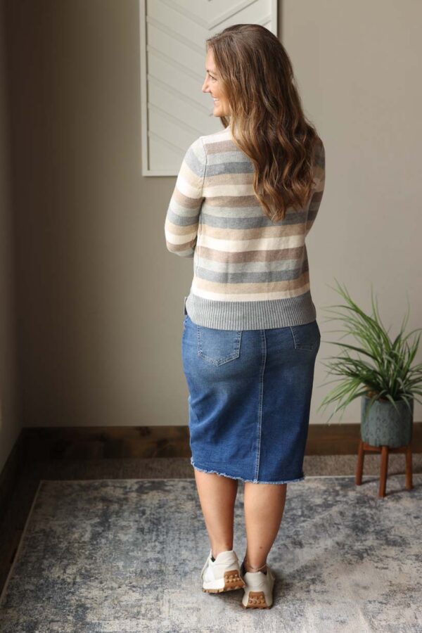 Grey Stripe Colorblock Sweater