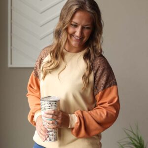 Khaki Lace Patchwork Sweatshirt