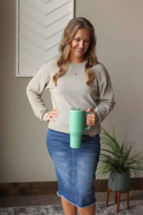 Grey Ribbed Everyday Sweatshirt • S-3XL PLUS