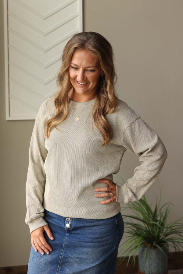 Grey Ribbed Everyday Sweatshirt • S-3XL PLUS