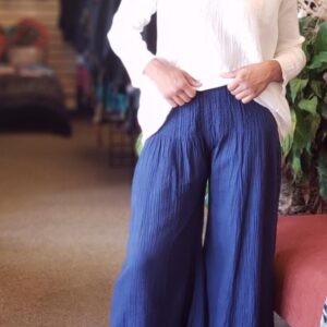 Gauze Palazzo Pants – Dark Blue