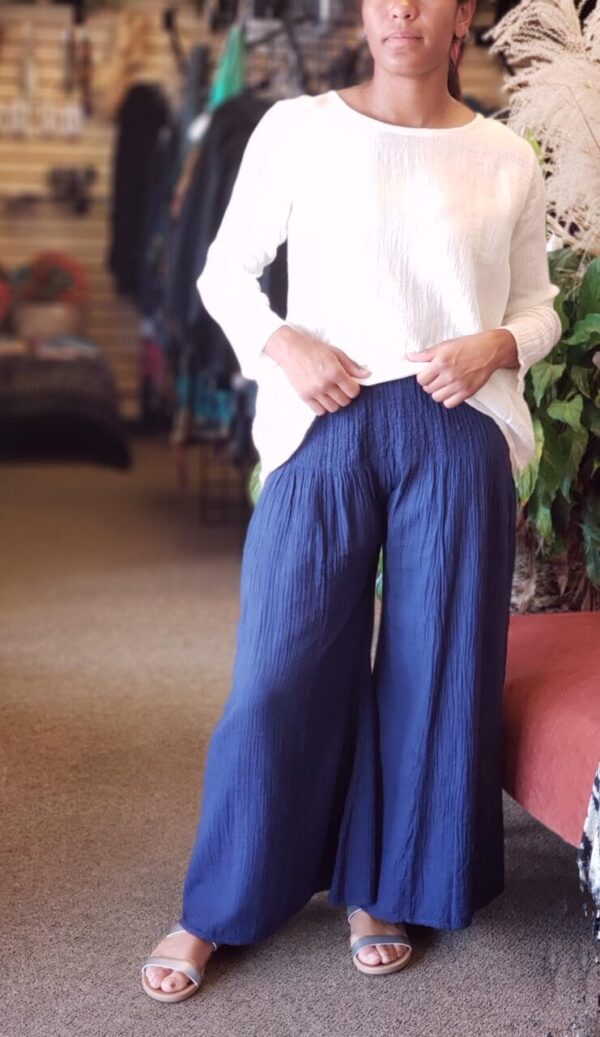 Gauze Palazzo Pants – Dark Blue