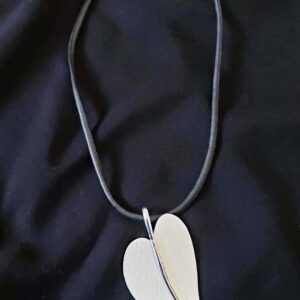 Brushed Finish Curved Heart Necklace