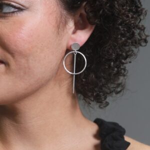 Circle & Bar Sterling Silver Earrings