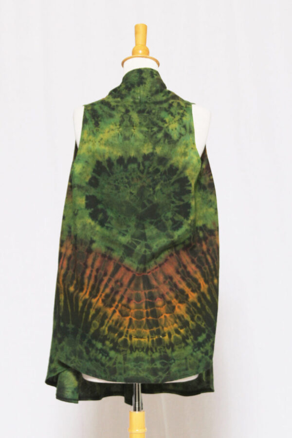 Cotton Tie Dye Vest w/Pockets Green