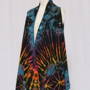 Cotton Tie Dye Vest w/Pockets Black