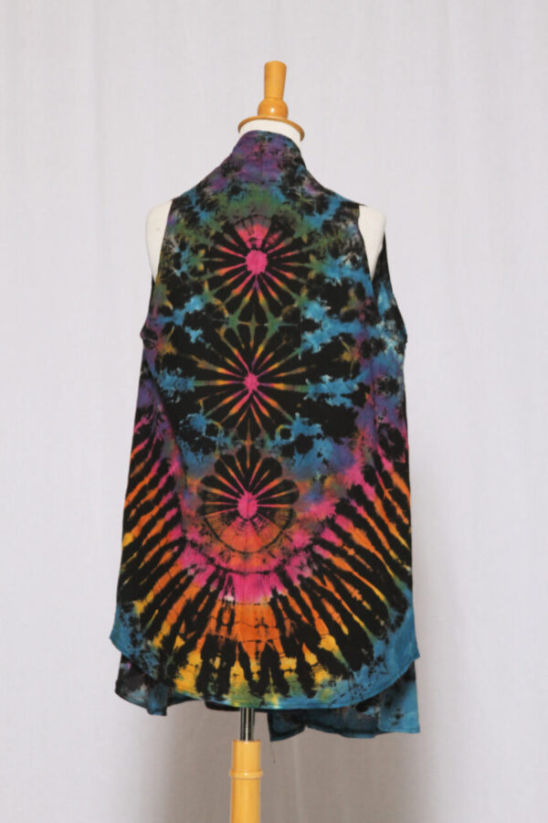 Cotton Tie Dye Vest w/Pockets Black