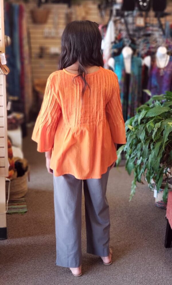 Pleated 3/4 Sleeve Top Citrus