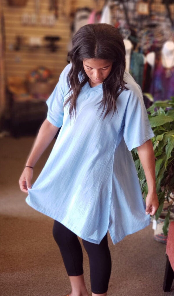 Oversized Cotton Tunic Sky Blue