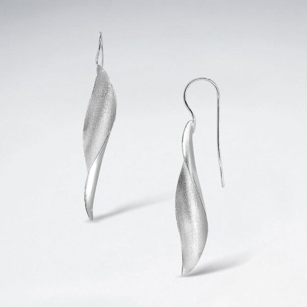 Sterling Silver Slender Leaf Earrings