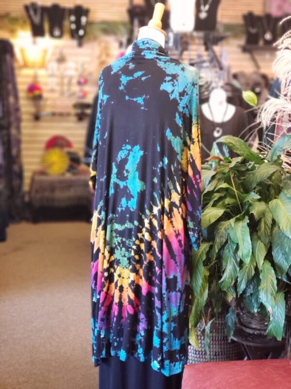 Tie Dye Long Knit Jacket – Black/Rainbow