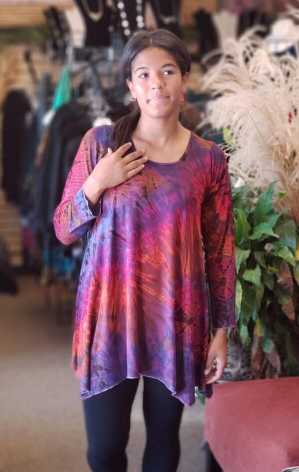 Purple Tie Dye Long Sleeve Tunic