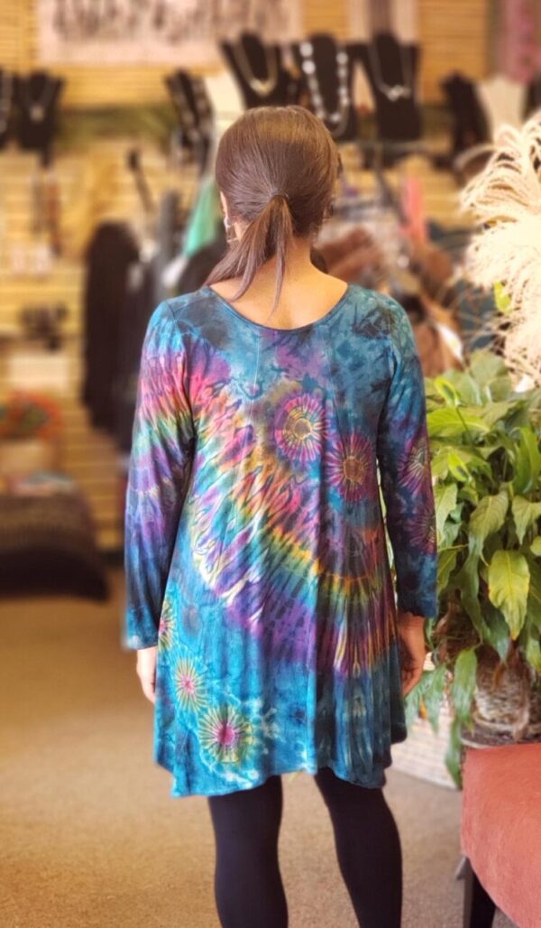 Teal Tie Dye Long Sleeved Tunic