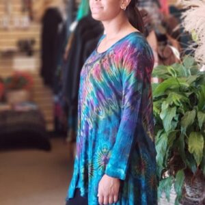 Teal Tie Dye Long Sleeved Tunic