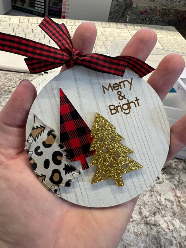 Cheetah & Plaid Trees Christmas Ornament