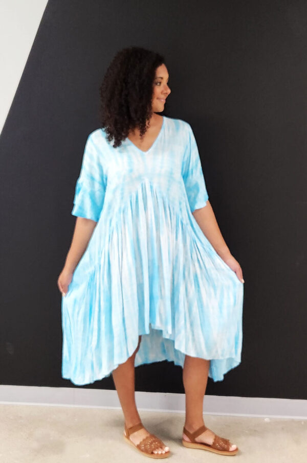 Blue Tie Dye Hi/Lo Dress