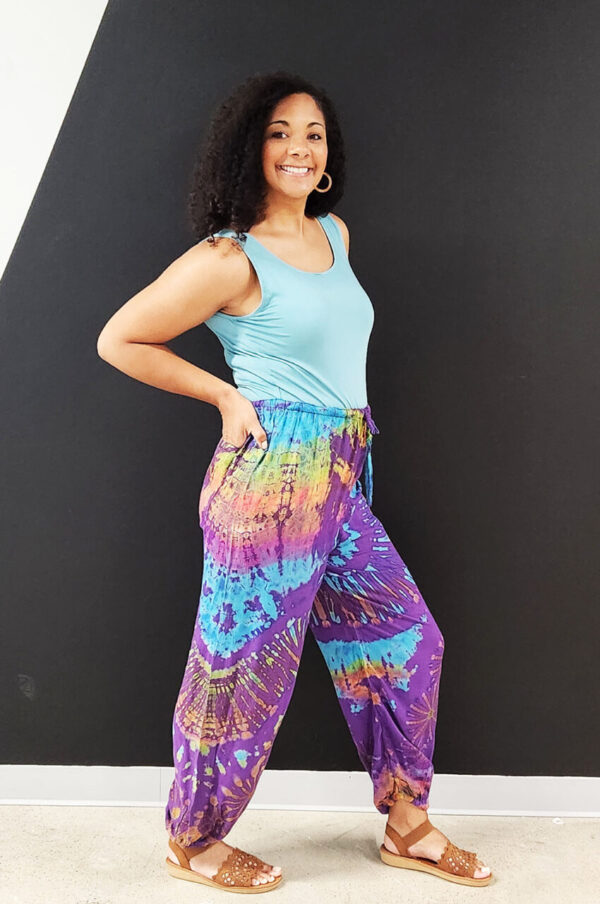 Tie Dye Rayon Straight Leg Pants