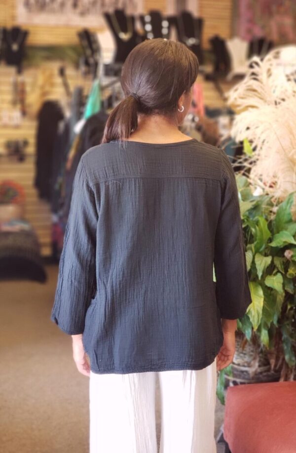 Long Sleeve Cotton Top w/Pockets