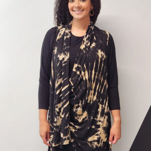 Black/Taupe Tie Dye Rayon Long Knit Vest