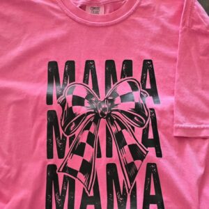 Cute Mama Bow T-shirt – Hot Pink