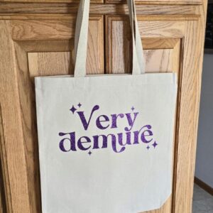 Very Demure Canvas Tote | Purple Glitter