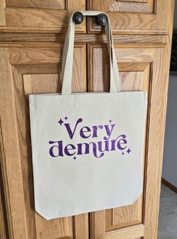 Very Demure Canvas Tote | Purple Glitter