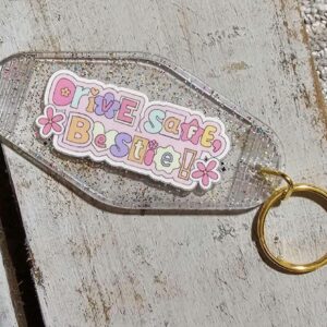 Cute Bestie Keychain – Glitter Keychain Sweet 16 Sixteen